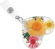 OFFSCH Retractable Badge Reel Holder with Decorative Flower Design Clip for Id Cards Name Tags and Business Cards for Nurses Teachers Office Staff and Students