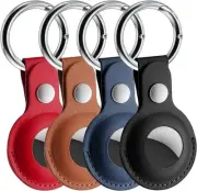 4 Pack Protective Leather Case for Airtags , Cover with Keychain Tracker Cover