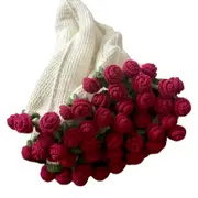 Bouquet blanket diy material pack,Crochet Bouquet of Flowers Romantic Knitted Flowers Throw Blankets for Home Decor red Rose