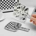 Retro Style Liquid Shape Square Mirror Mini Hand-Held Desktop Cosmetic Mirror
