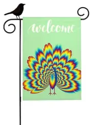 Mugod Peacock Garden Flags Peacock Feather Spring Summer Yard Flag Burlap Ban...