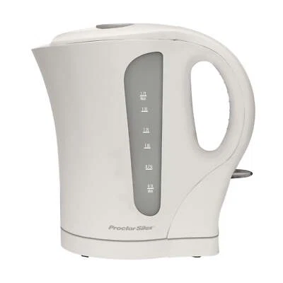 Proctor Silex 1.7 Liter Plastic Cordless Electric Kettle in White