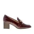 TOD'S women shoes Bordeaux croc-embossed leather Kate pump with gold metal chain