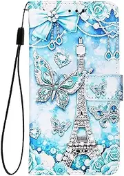 [PONRFEKT] for OnePlus 11 Painted Case,Shockproof Case Cover with Card Holder and Kickstand,3D Painted PU Leather Magnetic Flip Wallet Phone Cover,TTHD