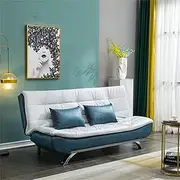Convertible Folding Sofa Bed, Modern Sofa Bed Futon with Chrome Legs,3 Angles Adjustable Back, for Apartments, Guest Rooms, and Compact Spaces,Blue Interesting