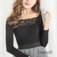 在飛比找蝦皮商城優惠-【EnamoR】蕾絲織紋發熱衣_百搭黑 現貨 發熱衣 衛生衣