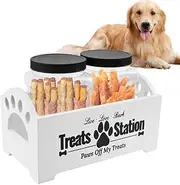Pet Treat Storage Container, Portable Dog Treat Containers, Mutifunction Storage Canister, Modern Farmhouse Dog Treats Container with Handles 2 Jars ﻿