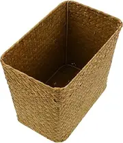 HOOTNEE Woven Bucket Storage Garbage Basket Woven Trash Can Small Storage Basket Bathroom Trash Can Wicker Waste Basket Woven Waste Paper Basket Laundry Basket Sundry Organizer Straw