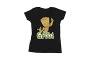 Guardians Of The Galaxy Womens/Ladies Groot Dancing Cotton T-Shirt (Black) - UTBI22467
