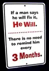 A MAN WILL FIX IT -*US MADE* Embossed Sign - Man Cave Garage Shop Bar Wall Decor