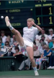 Boris Becker of West Germany enroute to winning the men's singles - Old Photo 39