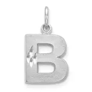 14k White GoldW Satin Diamond-cut Letter B Initial Charm