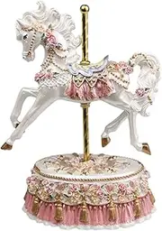 Ronyme Music Box Carousel Horse Statue Adornment Centerpiece Musical Decoration Rotating Horse Sculpture for Parties Cabinet Table