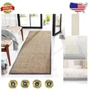 Sustainable Seagrass Runner Rug 2'6" x 14' - Fluffy Border Design for Entrances