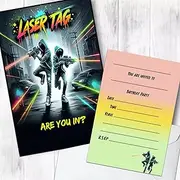 Laser Tag New Party Invites Birthday Invitations & Envelopes (WRITE ON) (Pack of 20 with envelopes)