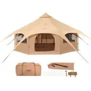 VEVOR Canvas Tent, 4 Seasons 5 m/16.4 ft Bell Tent, Canvas Tent for Camping with
