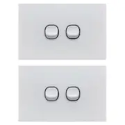 2PK Doss ASW1 115mm Acrylic Wall Plate 2 Gang Light Power Switch 2 Way On/Off WH