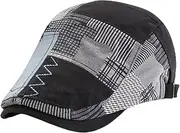 [BUDUBIBI] Newsboy Cap for Men and Women, Cotton Buckle Adjustable Beret Hat Ivy Gastby Cabbie Driving Hunting Flat Cap, Black, One Size