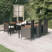 Generic 7 Piece Garden Dining Set with Cushions Black,3099429