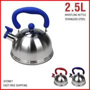 Whistling Kettle Stainless Steel Silver Tea Teapot Camping Stove Top 2.5L Black