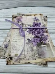 Junk Journal Pages Sweet Lavender 12 pages Ephemera Scrapbooking Mixed Media Art