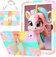 Nexue Case for iPad 10th Generation 10.9 inch 2022,Rugged Shockproof Cute Case for Kids Girls with Unicorn Stand,Carrying Strap,Pen Holder for iPad 10th Gen 10.9 inch 2022 (Colorful Rosegold)