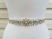 Wedding Belt, Bridal Belt, Crystal Rhinestones, Opal & Gold colored Stones