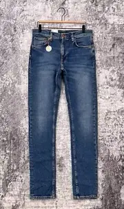 New Nudie Jeans 30 x 34 Mens Lean Dean Slim Fit In Blue Ritual Wash Denim