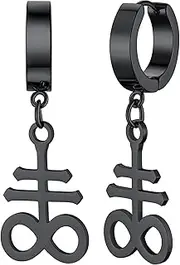 [FaithHeart] Satan Drop Earrings for Women Men, Stainless Steel Leviathan Cross/Sigil of Lucifer Dangling Ear Charms