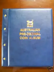 VST AUSTRALIAN PRE-DECIMAL 1910-1964 COIN ALBUM BLUE COLOUR - Mintages Printed