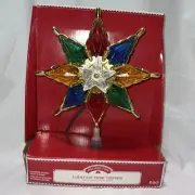 New In Box Light Up Tree Topper Holiday Time 8” Star Bright Multi Color 8 Point