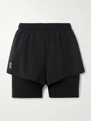[ON] ON - Pace Layered Recycled-shell And Stretch-jersey Shorts - Black - x small x small Black