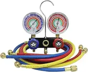 Mastercool (57136 Black Aluminum R410A, R22, R404A 2-Way Manifold Set with 3-1/8" Gauges, 3-36" Hoses and Standard 1/4" Fittings