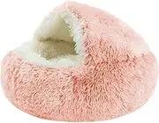 Cat Bed Semi Enclosed Pet Bed Hooded Cat Bed Cave Kennel Portable Washable Soft Cat Sleeping Bed Dog Cat Nest for Rabbits, Pink
