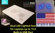 White Notebook Cooling Pad for up to 15.6", Dual-Fan, Blue LED's Illuminate Fans