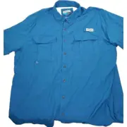 Magellan Men's Fish Gear Shirt Blue Madre Relaxed Fit Button Down Short Sleeve