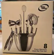 Bar Tool Set Bartender Kit with Stainless Steel Ice Bucket, 8 Piece, The Cellar