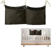 Bedside Diaper Caddy, Diaper Bag Organizer for Crib, Portable Nursery Organization for Milk Bottles Toys Books Wipes Tissues Crib Accessories