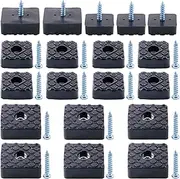 Swpeet 80Pcs Black 22mm & 30mm Square Shape Furniture Pads with Screws, Heavy Duty Rubber Non Slip Non Skid Furniture Feet for Table Desk Chair and Sofa Leg Furniture Cups to Protect