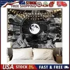 Black and White Moon and Stars Tapestry Psychedelic Space Art Tapestry Mountain