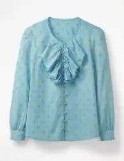 Boden Leah Embroidered Blouse Heron Blue Size UK 8 RRP £75 BRAND NEW W0366