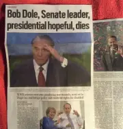 OBITUARY BOB DOLE 1923 - 2021 REPUBLICAN SENATOR KANSAS HERO