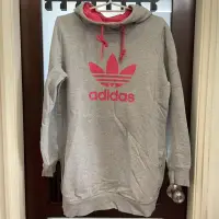 在飛比找蝦皮購物優惠-二手♡ ADIDAS 灰色x桃紅色長版帽T 可當洋裝 M號