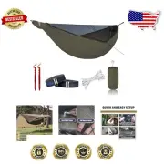 Portable 11ft Hammock with Adjustable Ridgeline and Bug Net – Ideal for Hiking