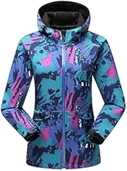 [WX-ICZY] Women's Warm Winter Jackets, Waterproof Snow Jackets Mountaineering Suits Fleece Outdoor Jackets Hooded Coats Suitable for Hiking Rock Climbing Cycling Camping,B,M