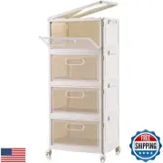 4 Tier Stackable Storage Bins, 23QT Storage Containers, Clear Plastic Storage
