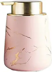 Layboo 400 ML Nordic Style Marbling Ceramic Hand Soap Dispenser, Decorative Liquid Soap & Lotion Dispenser, Kitchen or Bathroom Countertops (Pink)