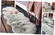 Ultra Soft Fluffy Rugs Faux Fur Rug Chair Cover 2 x 6 ft Sheepskin Light Grey