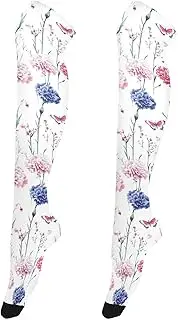 [FRODOTGV] Nature Carnations White Women's Knee-High Stockings Anti Slip Extra Long Knee Boot Stockings for Women High Football Socks, Nature Carnations White