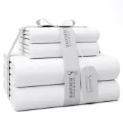 600 Thread Count Queen Bed Sheets Arctic White, Cotton Rich Sateen Weave Easy...